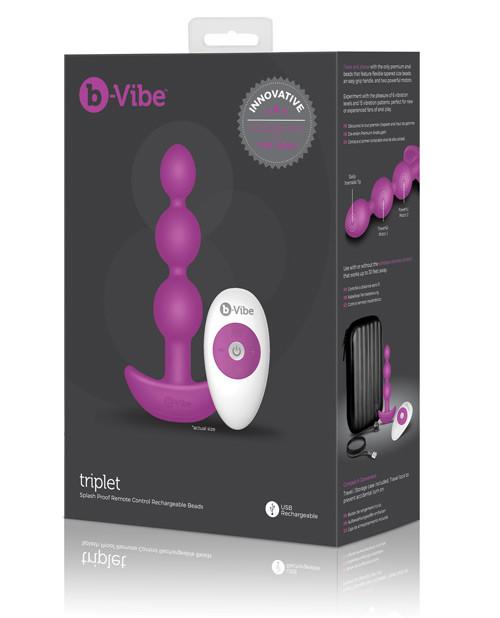B Vibe Remote Triplet Anal Beads - Fuchsia
